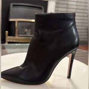 Black Leather Ankle Stiletto Booties
